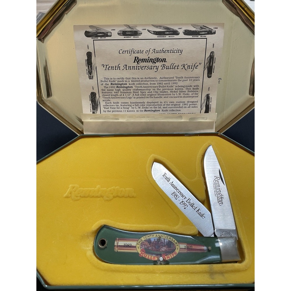 Vintage Remington 1982-1992 10th Tenth Anniversary Bullet Knife R1123A